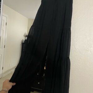 Fashion Nova Black Tiered Wide-Leg Jumpsuit